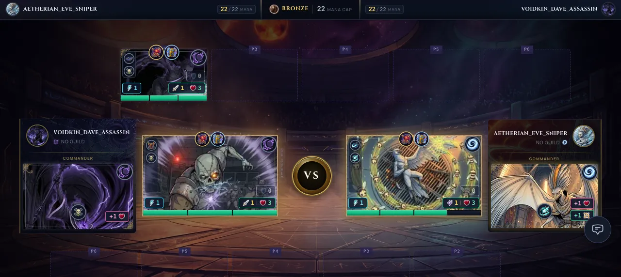 The redesigned replay arena HUD: a broadcast-style frame with both teams' panels around the combat grid