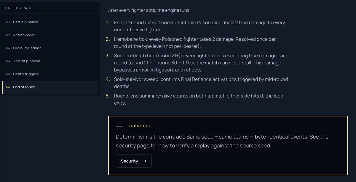 The on this page contents at the bottom of a documentation page, with the final entry highlighted as the active section