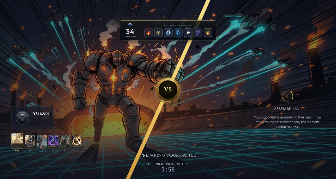 The Assembling screen showing the opponent pick countdown