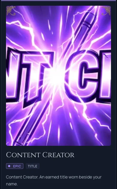 The Content Creator title and its violet wordmark on the item detail page