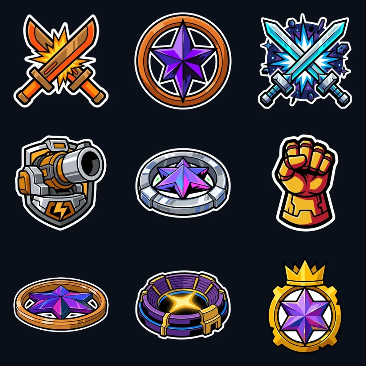 The nine new league-family fray emblems