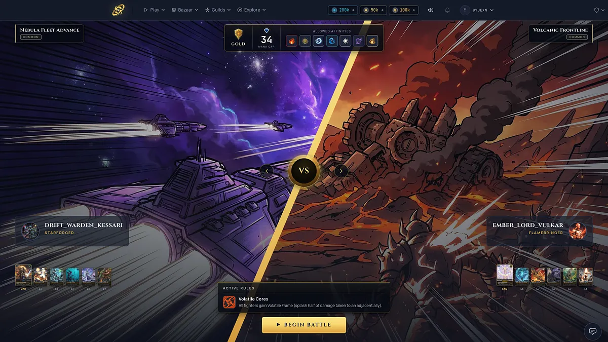 Ein Stellarch-Match mitten im Kampf auf dem Desktop