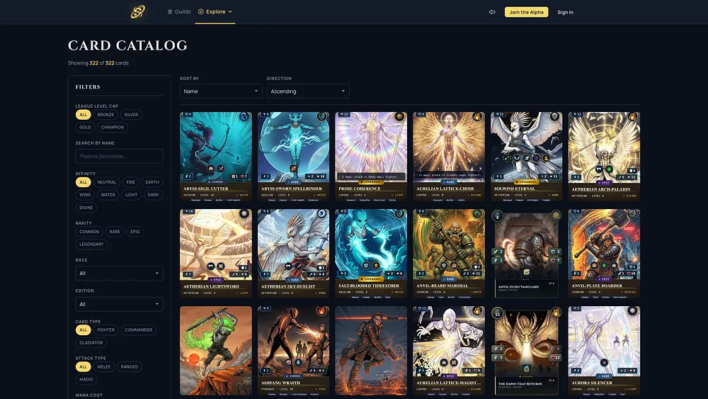 Stellarch-Kartenkatalog auf dem Desktop
